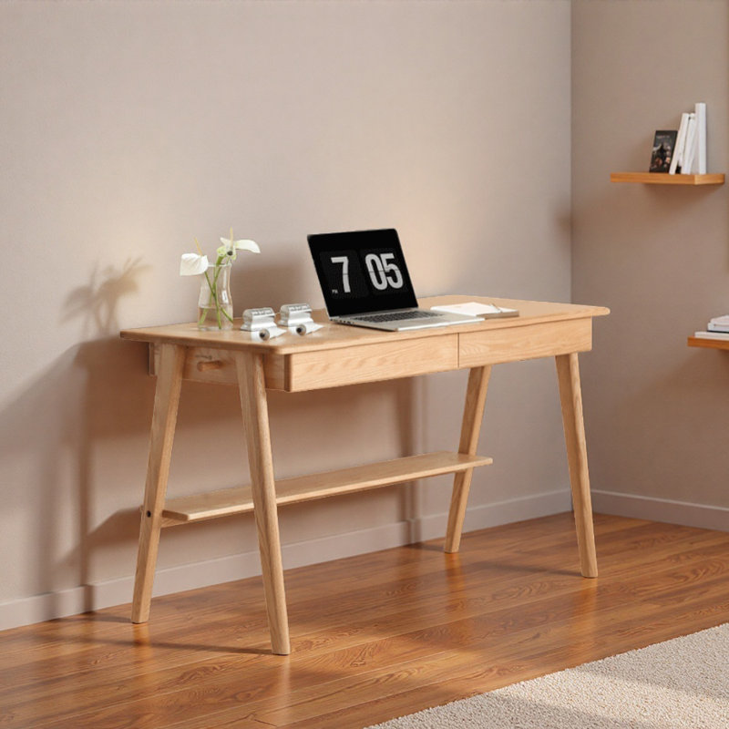 Bureau simple et pratique avec rangement en chêne, H 29,52 po x l 47,24 po x P 22,04 po