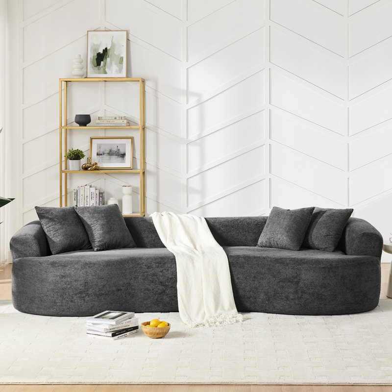 4 places courbées, design minimaliste, coussins moelleux, sièges gris foncé faciles à nettoyer, fermeture à glissière lisse dissimulée, maison