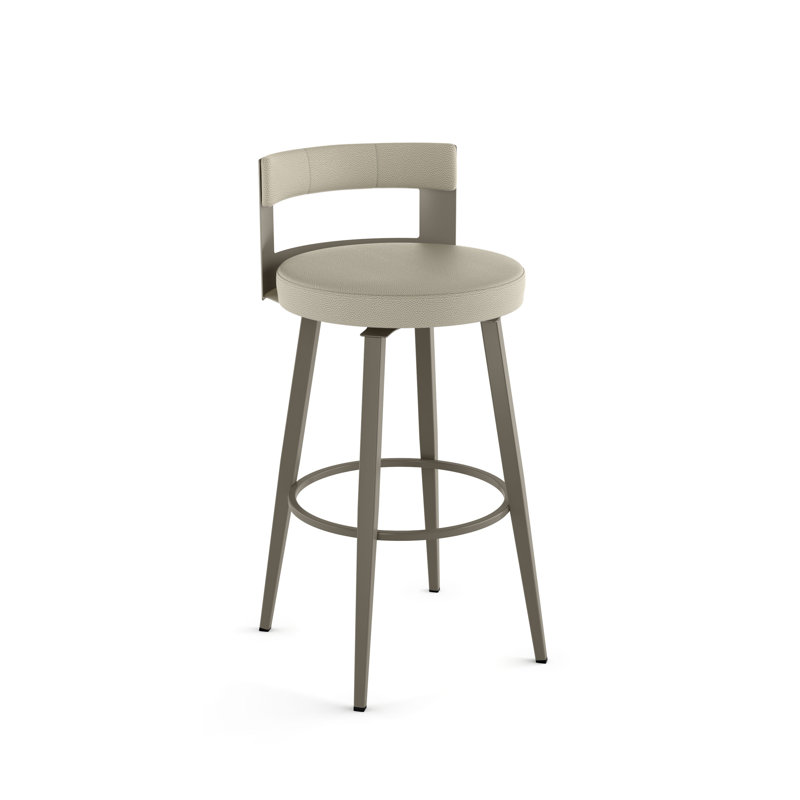 Corda Swivel Upholstered Counter & Bar Stool, Gray, Greige, Counter Stool (26.5" Seat Height)