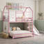 Lit superposé en métal avec bande lumineuse, glissade, tablettes et tringle-2049183442-2049183443