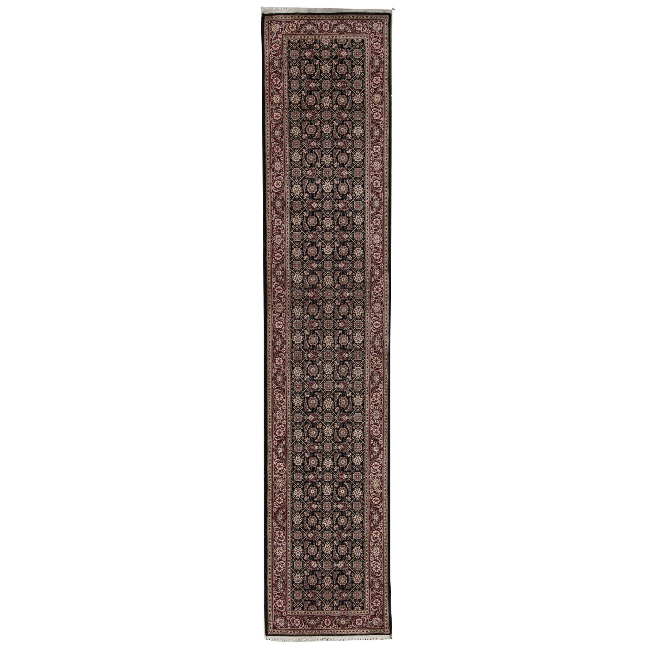 Bokara Rug Co., Inc. Hand-Knotted High-Quality Black and Wine Runner ...