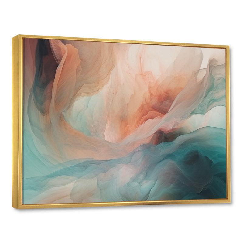 Orange, bleu, danse, couleurs III - impression, H 12 po x l 20 po x P 1 po, Cadre flottant doré