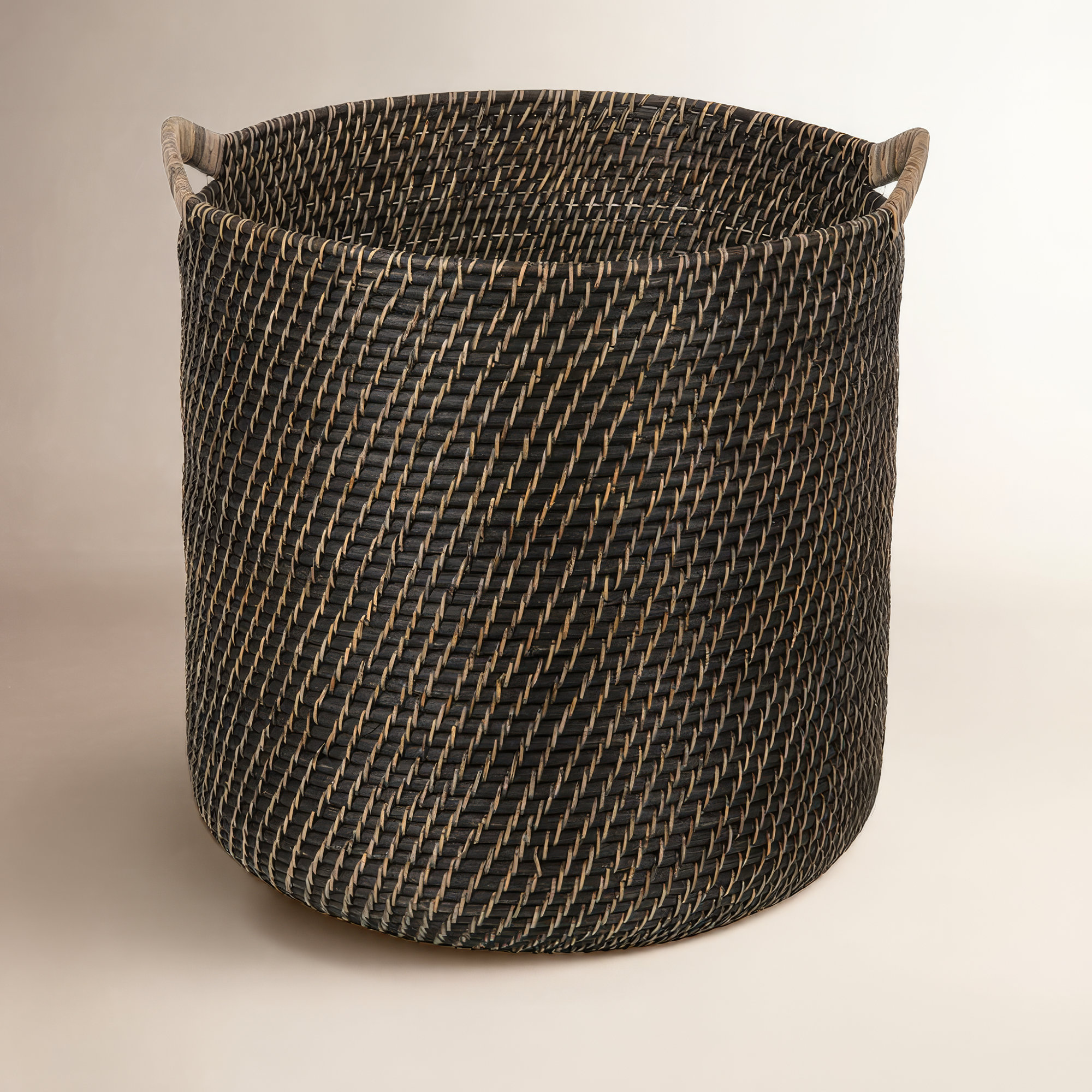 Jettie Rattan Basket With Handles 1, Black