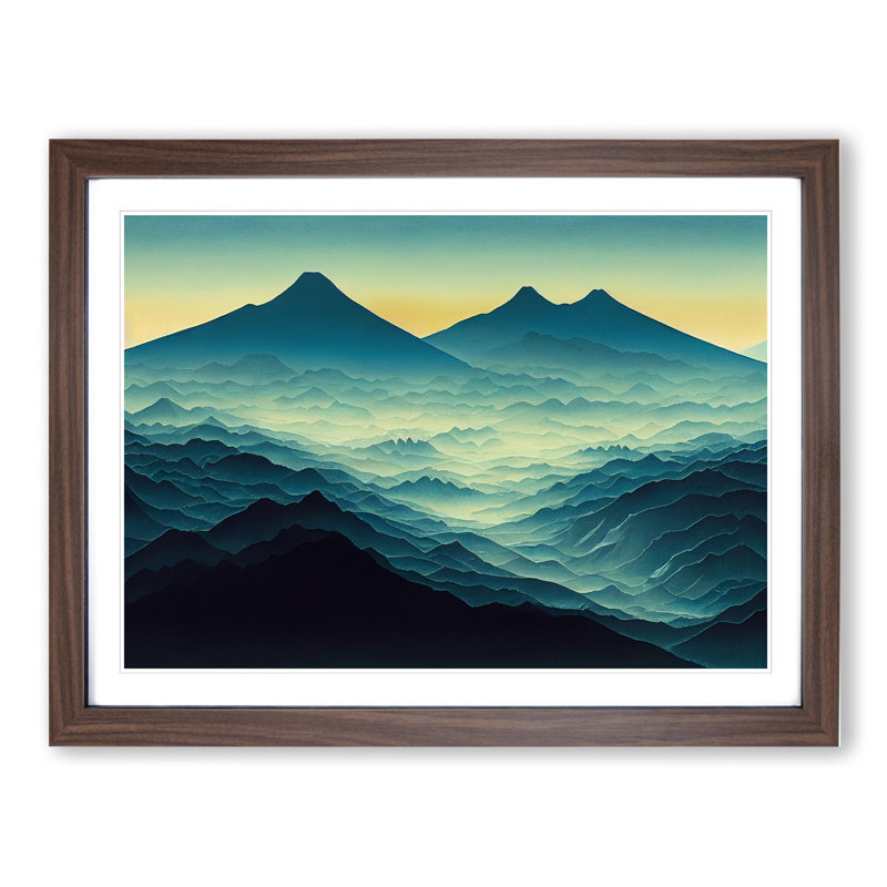 Blissful Mountain Sunrise - Framed Print, 34cm H x 46cm W x 2cm D, Walnut