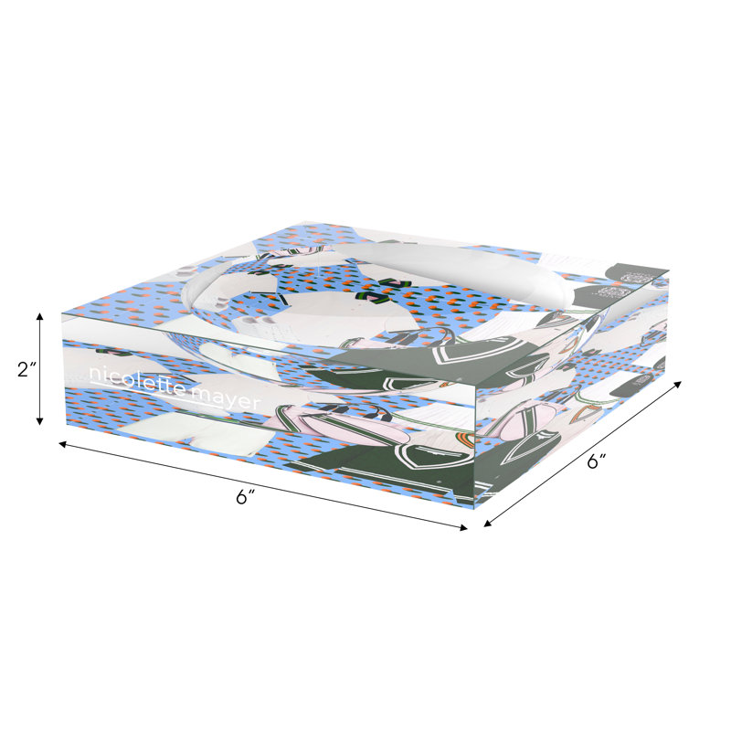 Square Abstract Decorative Tray, 6"W x 6"D x 2"H, Blue Orange
