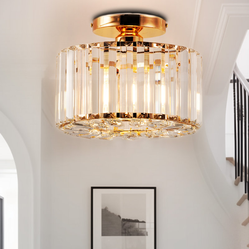 Charlyne Crystal Semi Flush Mount, Gold