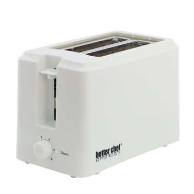 Better Chef Two Slice Cool Touch Toaster with 6 Adjustable Browning Levels in White