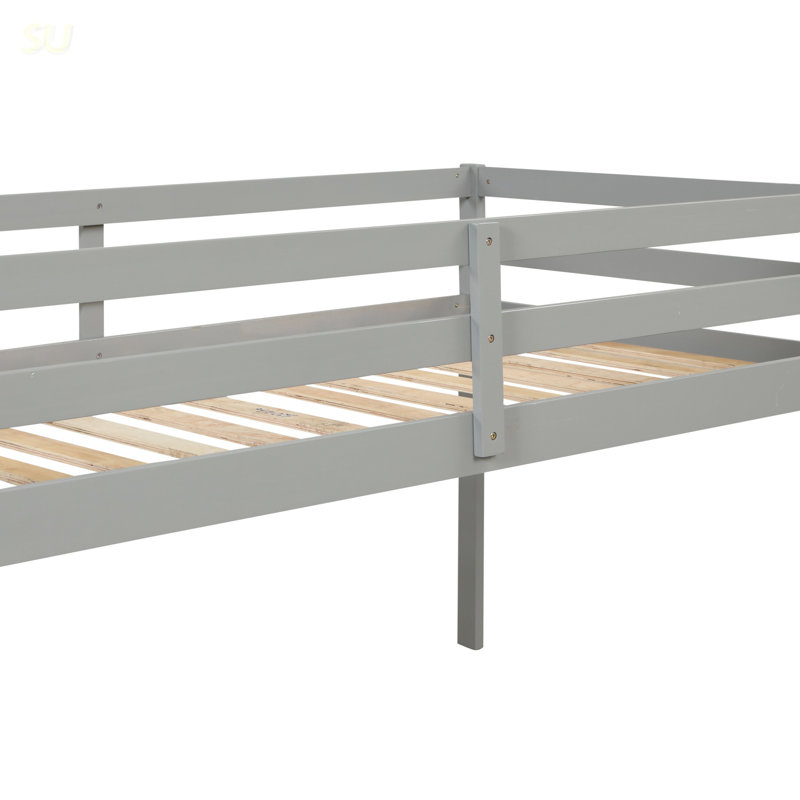 Lit mezzanine avec escalier, lit, Gris