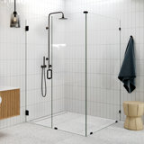 Illume 54 in. x 48.5 in. x 78 in. 90-degree Fully Frameless Wall Hinged Glass Shower Enclosure
