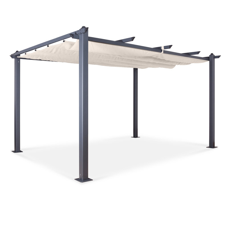 Acorn Aluminium Pergola Gazebo, 227cm H x 405cm W x 298cm D, White