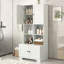 Armoire de rangement haute et large pour salle de bain, unité de rangement pour salle de bain, armoire autoportante avec 4 portes, tablettes réglables, blanc