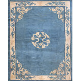 Light Blue Antique Chinese Dragon Design medallion Peking Rug