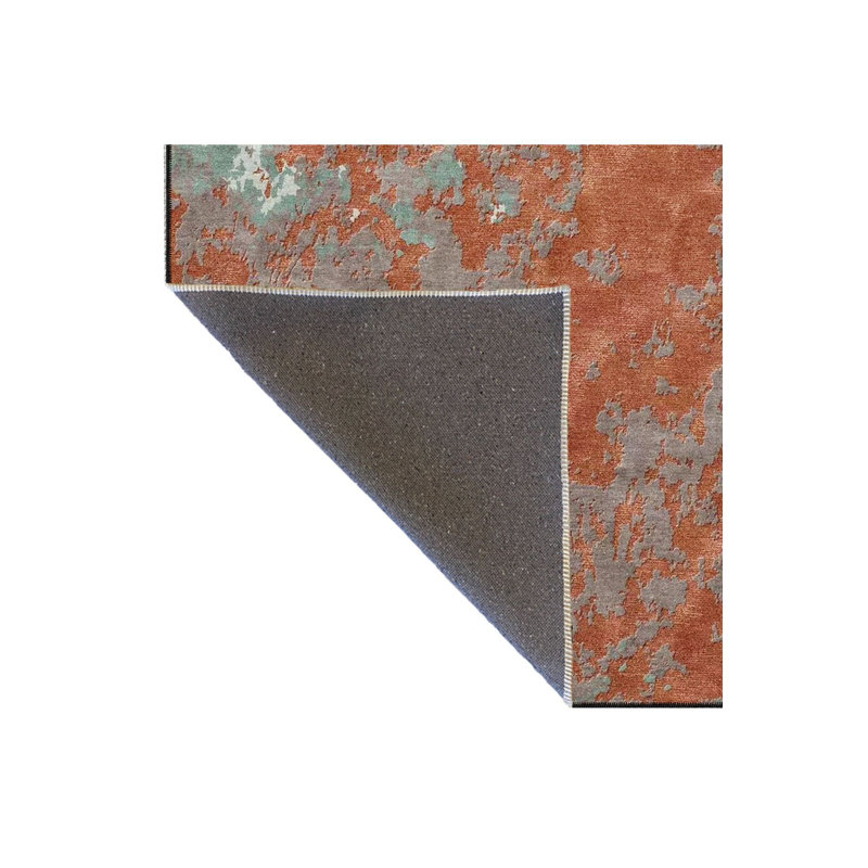 Tapis orange lavable décoratif à motif coloré moderne orange, Sous-tapis rectangulaire 3 pi 11 po x 5 pi 11 po i