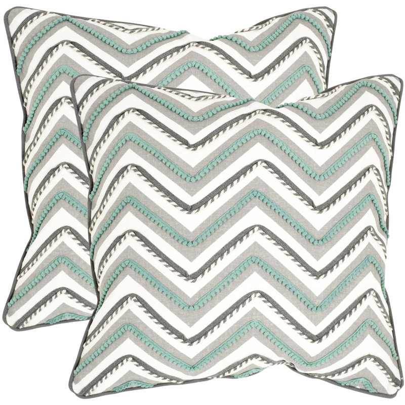 Elliott Embroidered Feather Linen Throw Pillow, 22" H x 22" W
