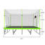 Trampoline rectangulaire 10 pi x 17 pi avec tissu vert, tubes en acier galvanisé thermolaqué noir avec système de panier de basketball