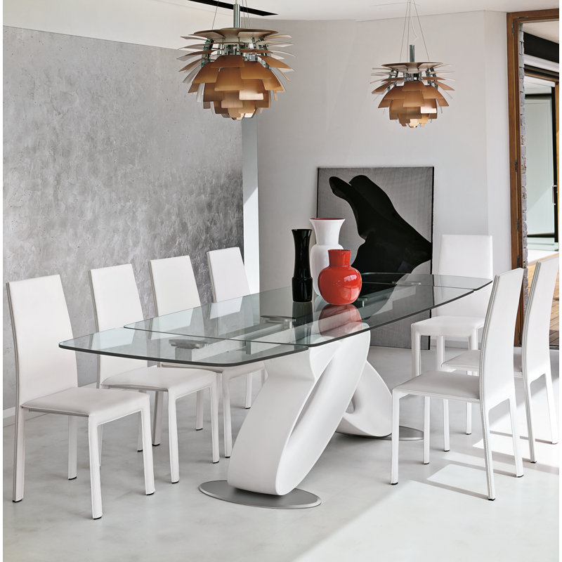 Abigale Oval Glass Top Dining Table, White