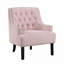 Chaise d'appoint moderne en chenille rose capitonnée à boutons, structure en bois massif, sièges de salon simples pour adultes
