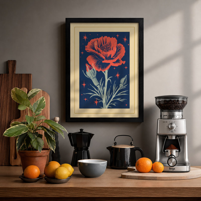 Celestial Bloom Botanical - Framed Print, A3 - 42.0 x 29.7 cm, Black