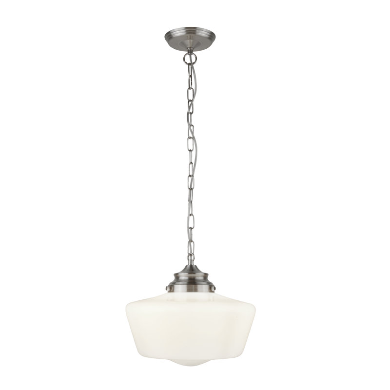 Sens 1 - Light Schoolhouse Pendant, Satin Silver/White