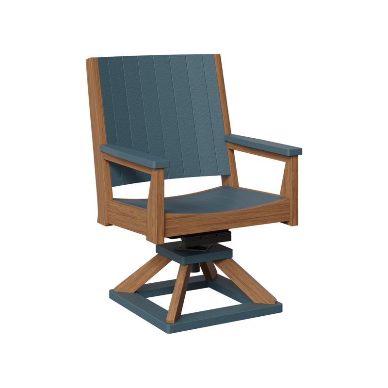 Chaise berçante berçante pivotante Berlin, Dark Blue/Antique Mahogany