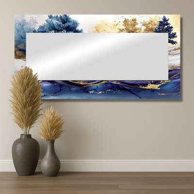 Golden Trees Aurora Over The Marble Peaks II - Art mural miroir moderne - imprimé sur métal