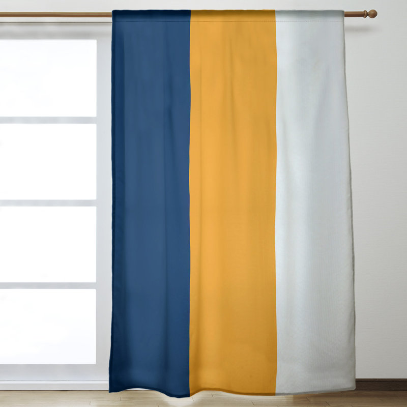 Blackout Curtain Single Panel, Navy/Gold/White