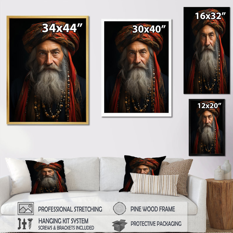 «Lambart Hebrew Spiritual Portrait I», reproduction d'art sur toile, H 44 po x l 34 po x P 1,5 po, Cadre photo blanc