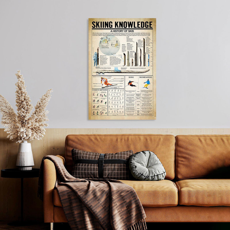 " Skiing Knowledge Skiing Lover ", 36" H x 24" W x 1.25" D