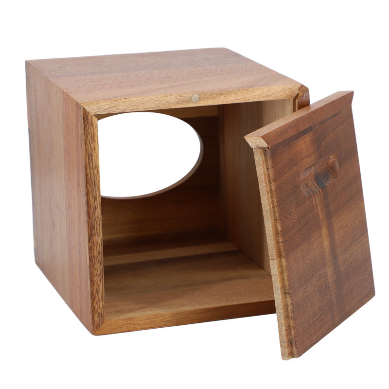 Boîte à mouchoirs carrée en bois d'acacia