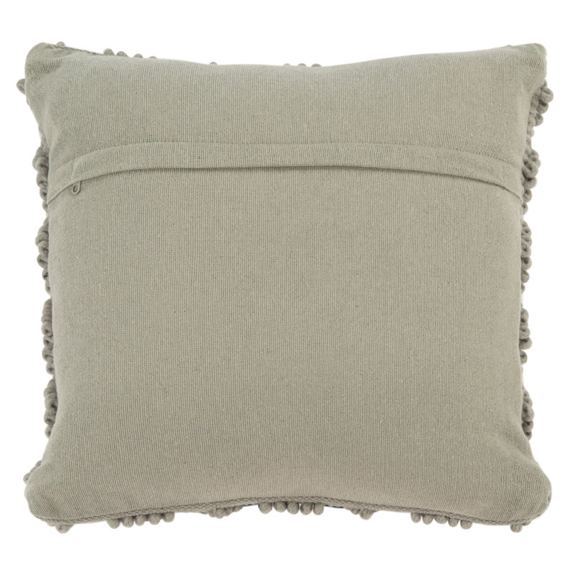 Camie Embroidered Wool Blend Reversible Throw Pillow, Light Gray