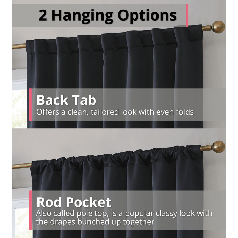 Arbas Curtain Pair, Black, 42" W x 84" L
