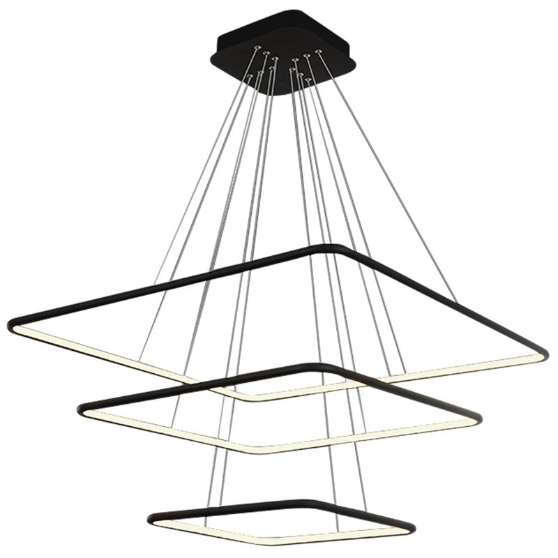 Nix 3 - Light Black LED Square/Rectangle Pendant, Black