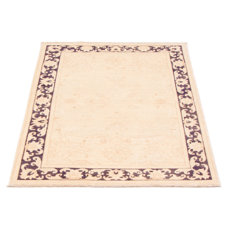 Tapis unique en laine noué à la main crème 4 pi x 5 pi 9 po New Age