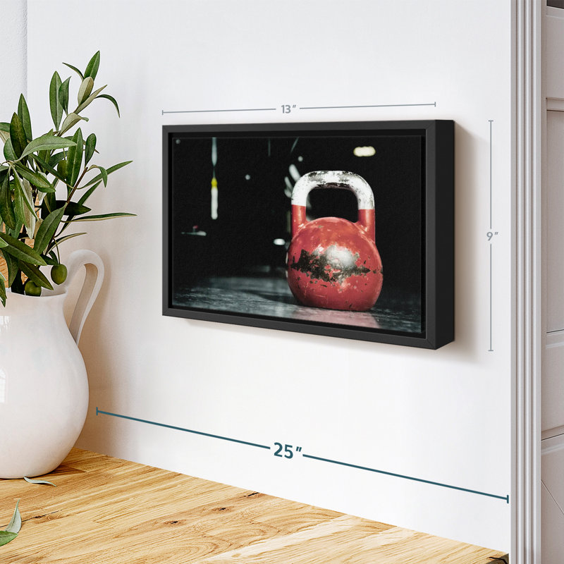 Art mural rouge rétro Kettlebell, H 9 po x l 13 po