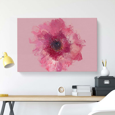Layers Of A Pink Gerbera In Abstract - Wrapped Canvas Painting