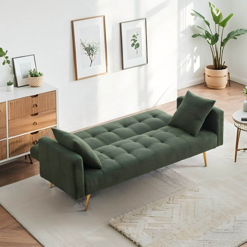 Canapé-lit 71,7 po en molleton beige, Vert