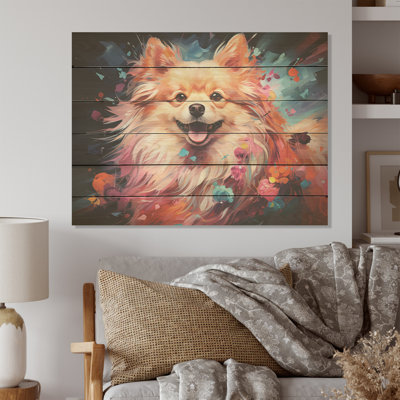 Pomeranian Playfulness I - Dog Wood Wall Art On Natural Pine Wood
