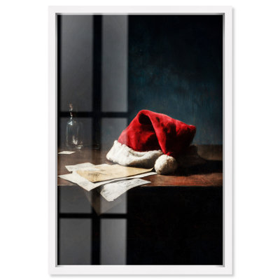 Décoration de Noël avec chapeau de père Noël et lettres Shadowbox par Art Remedy, cadre noir, 11 x 16