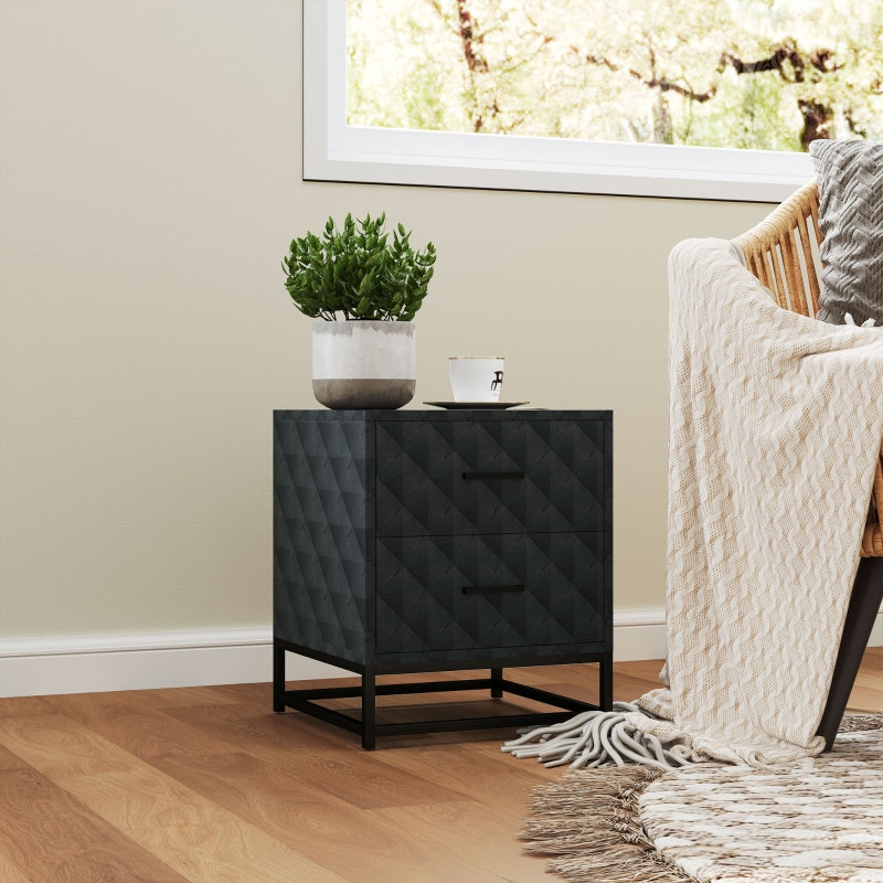 40cm W Engineered Wood Bedside Table