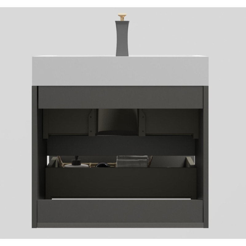Meuble-lavabo 24 po avec lavabo, Blanc, Gris