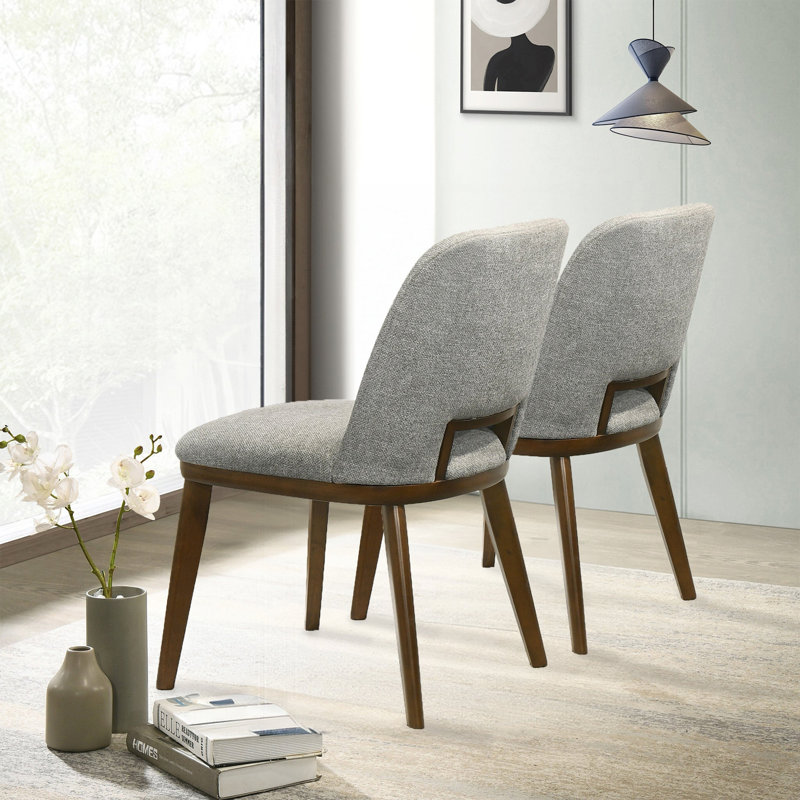 Chaise de salle à manger en tissu (ensemble de 2), Gris clair