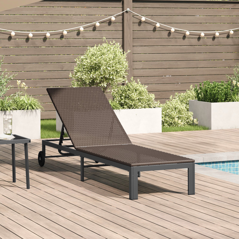 Sunbed Reclining Poly Rattan Modern Outdoor Lounger Chair