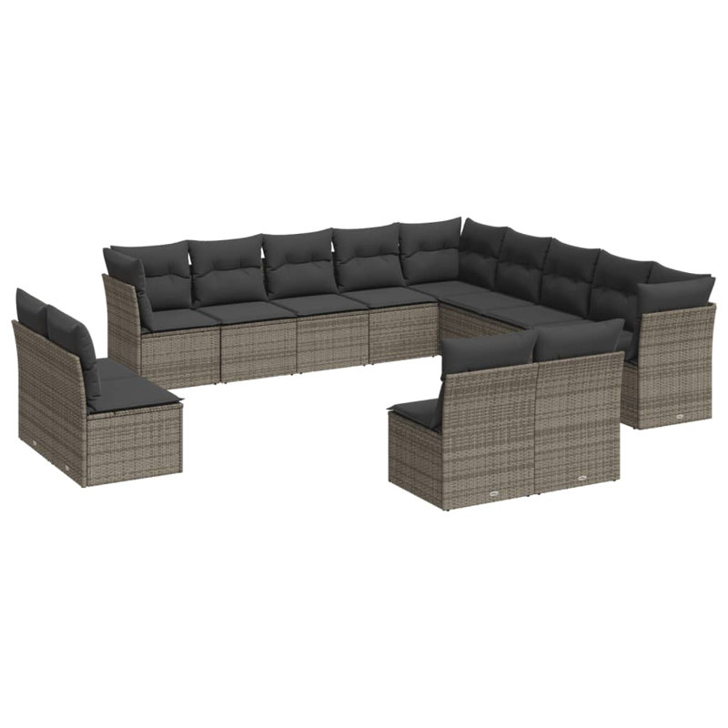 Ensemble de canapé de jardin modulaire en rotin PE gris 12 pièces Vidaxl