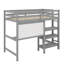 Lit mezzanine simple en bois avec tablettes, bureau et tableau d'écriture-1648960231