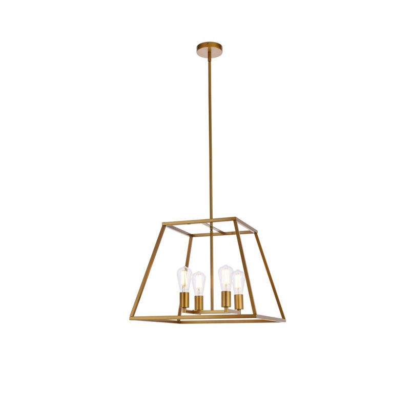 Lustre linéaire à 4 lumières Gloriajean, Laiton, H 15,7 po x l 20 po x P 20 po