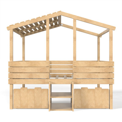 Lit mezzanine mezzanine avec escalier intégré et 2 grands tiroirs de rangement, lit mezzanine bas avec toit, cadre de lit en bois pour enfants, sans sommier, lit mezzanine cabane en bois pour chambre d'enfant