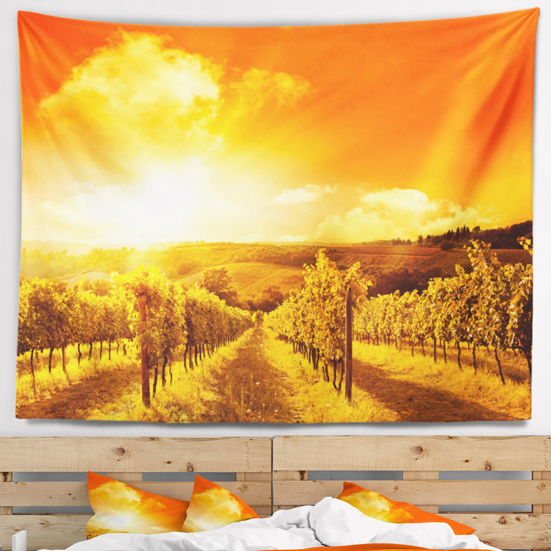 Tapisserie de soleil avec accessoires suspendus en polyester paysages, H 68 po x l 80 po