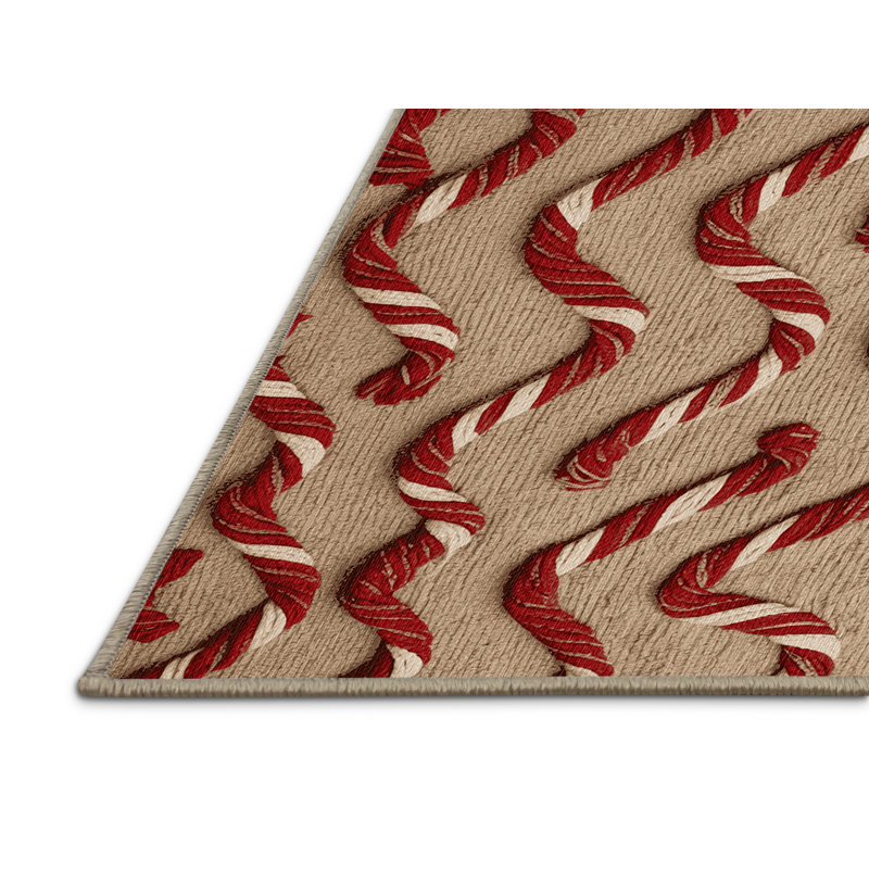  Tapis lavable à motif de cannes de bonbon, Rectangulaire 8 pi x 10 pi