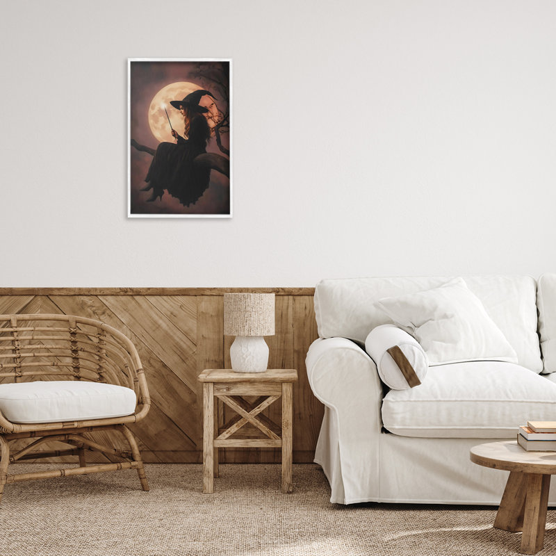 Sorcière qui jette un sort au clair de lune, estampe numérique, design par Arlington Prints, H 18 po x l 12 po
