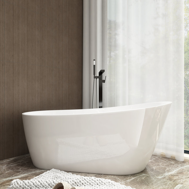 55'' White Acrylic Freestanding Single Slipper Bathtub